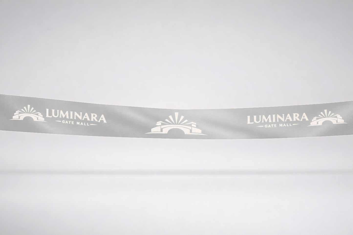 Ruban d'inauguration en satin ECO gris imprimé par JM Band®.