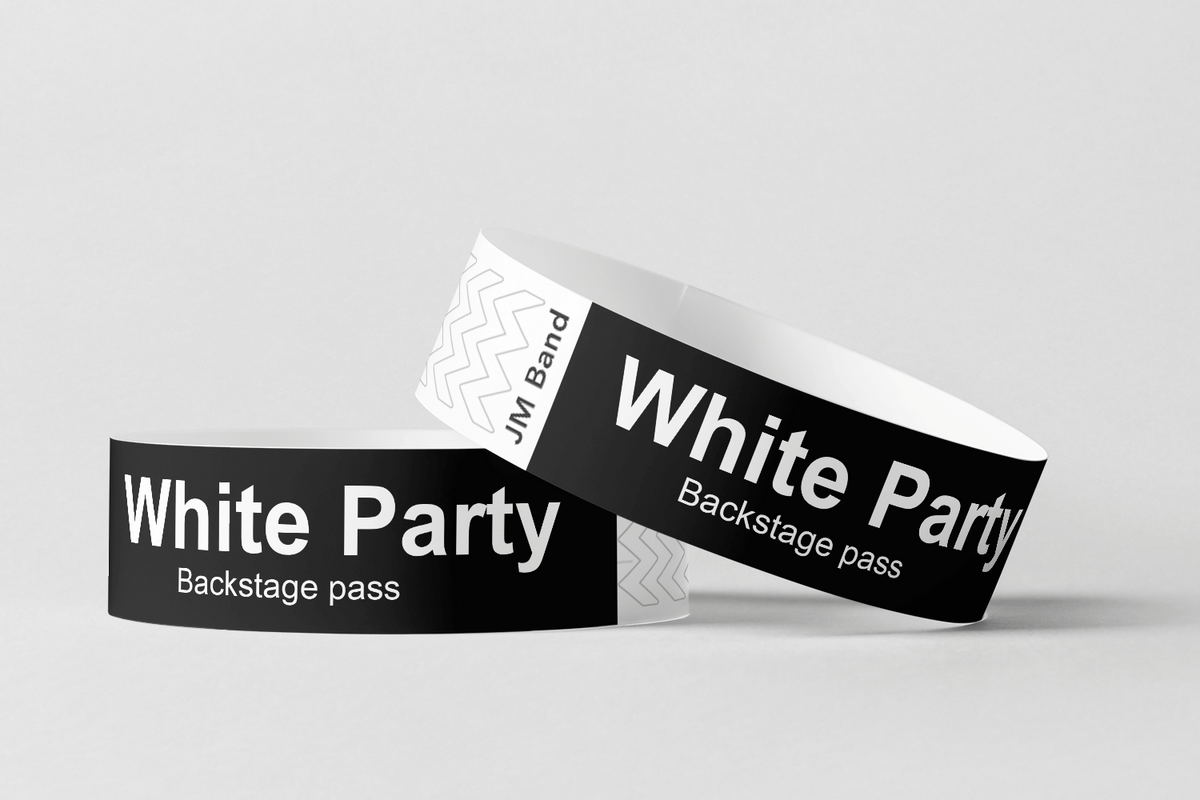 Bracelets en papier - Bracelets en papier imprimés blancs JM Band®