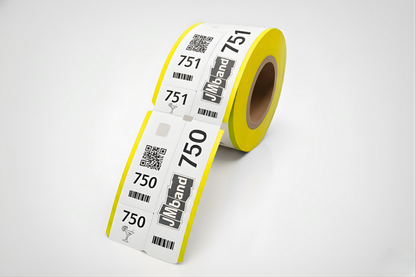 Billets jaunes en 3 parties avec impression.
