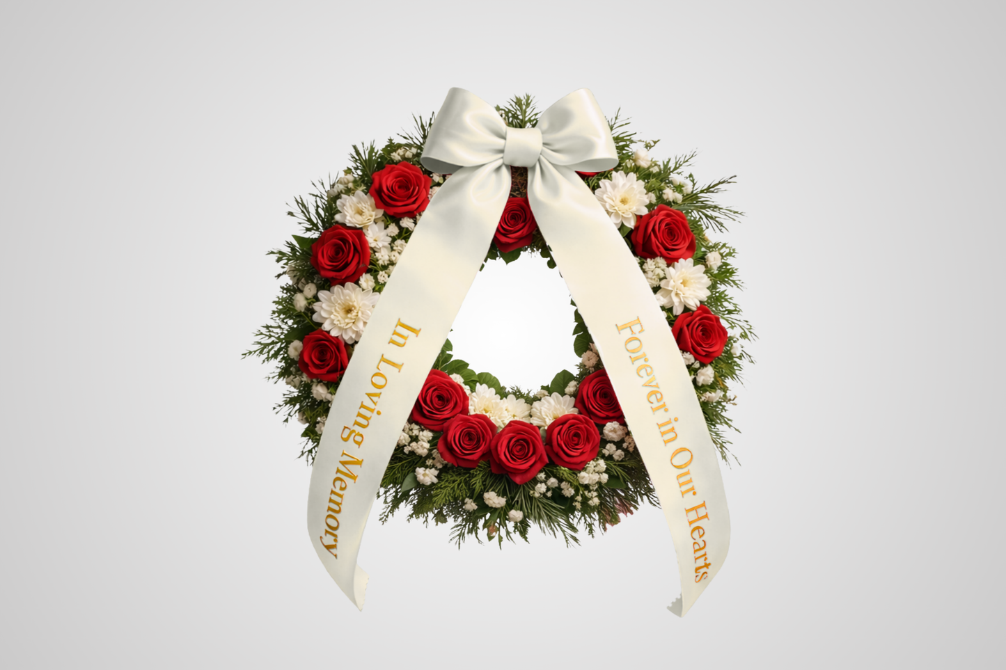 Ruban de bouquet en satin ECO ivoire avec impression personnalisée de JM Band®.