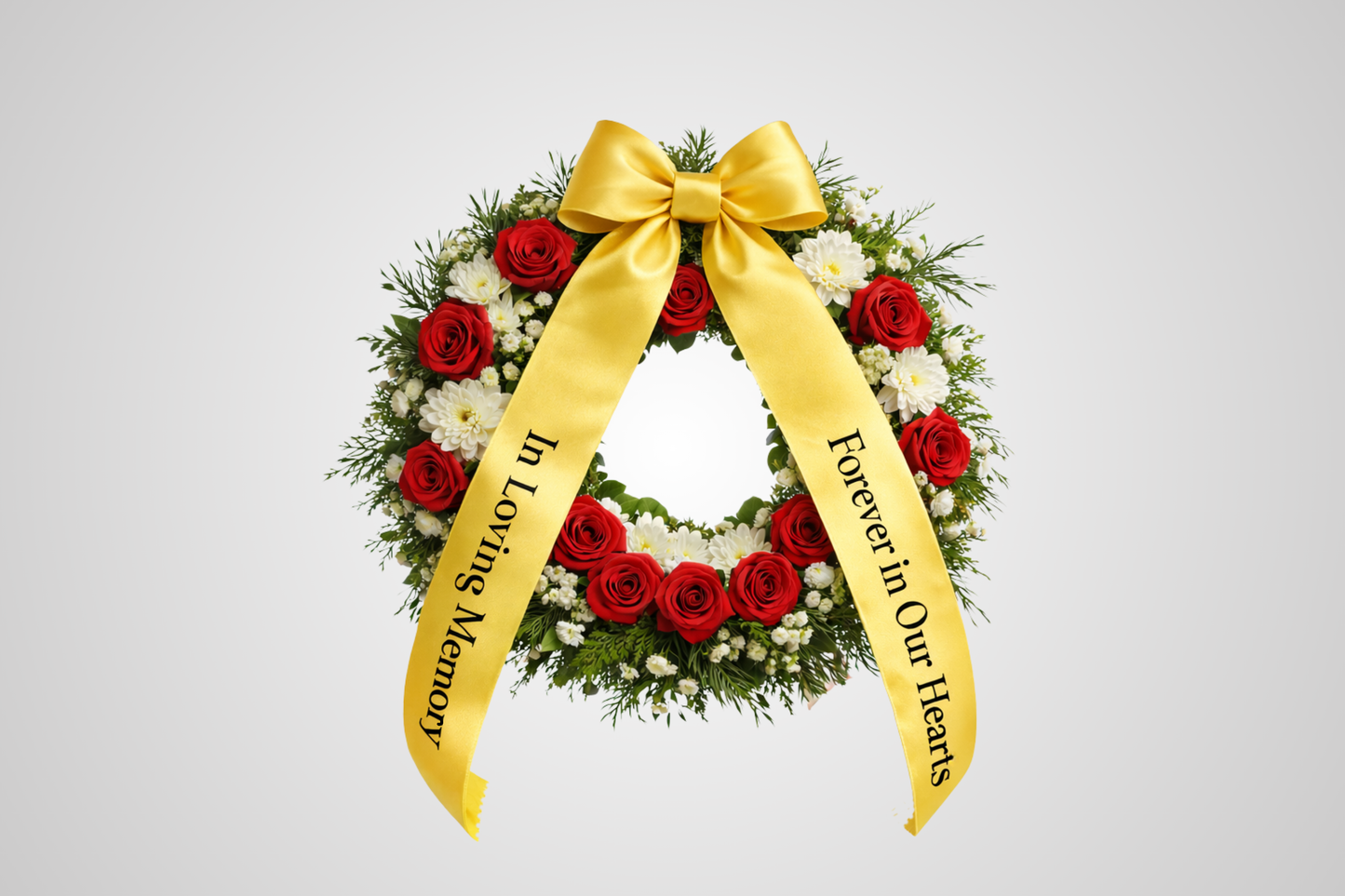 Ruban de bouquet en satin jaune écologique avec impression personnalisée de JM Band®.