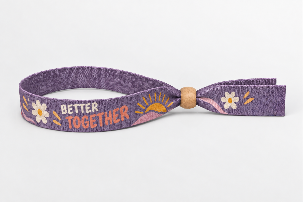 Bracelet en coton violet avec impression Better Together