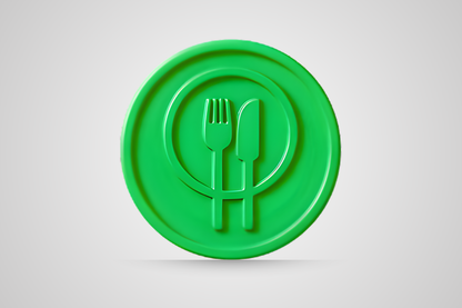 Bon de réduction pour boisson en relief, de couleur vert alimentaire, de la marque JM Band®.