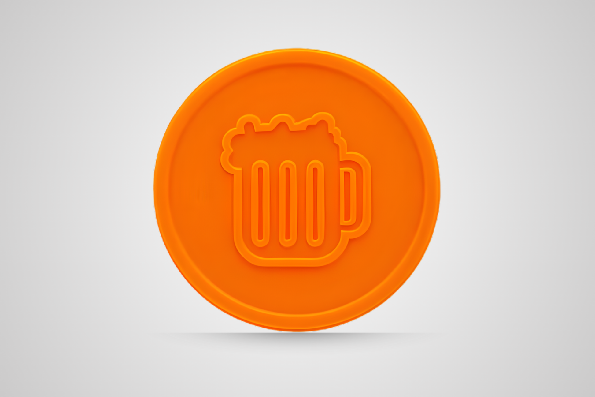 Jeton-cadeau orange en relief pour une boisson de la marque JM Band®.