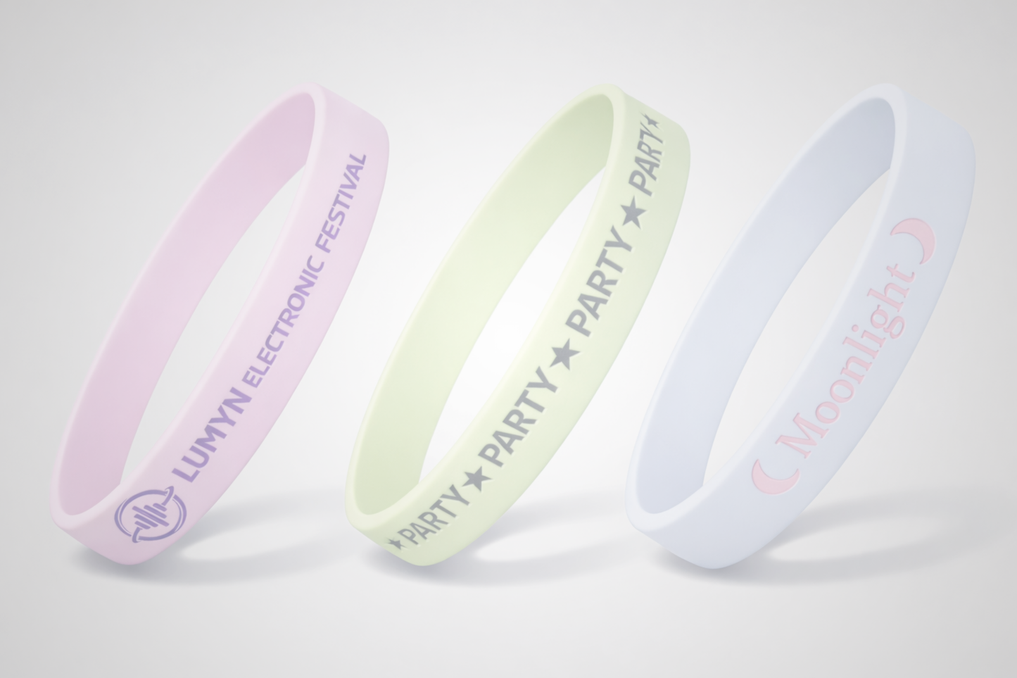 Bracelets en silicone phosphorescents avec impression JM Band®