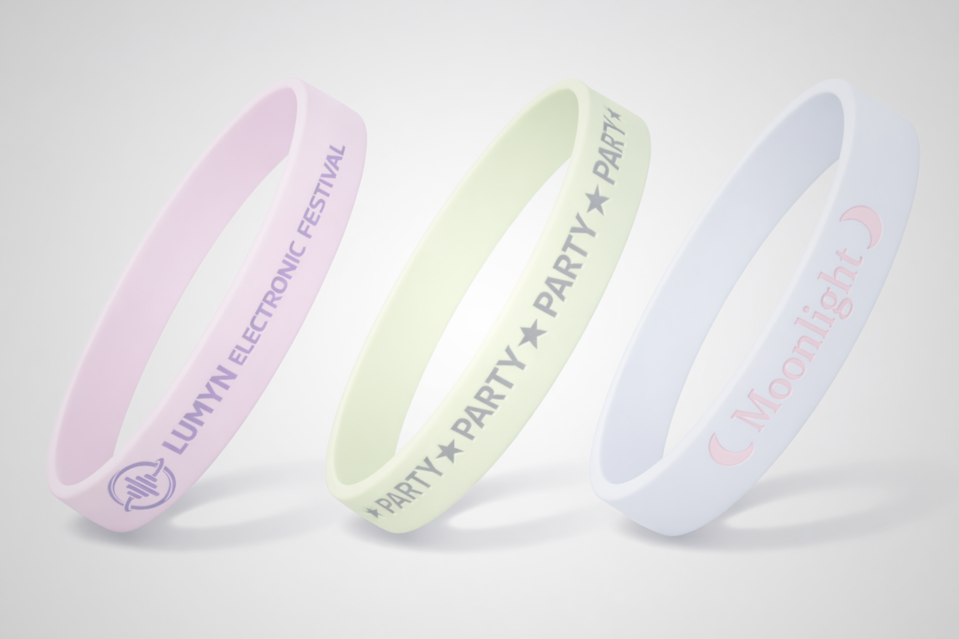 Bracelets en silicone phosphorescents avec impression JM Band®