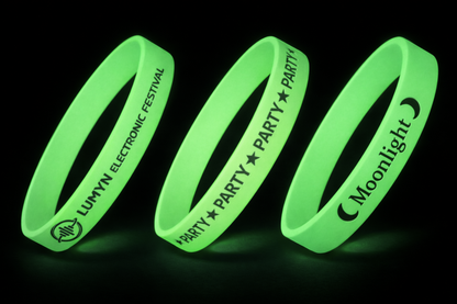 Bracelets en silicone phosphorescents avec impression JM Band®