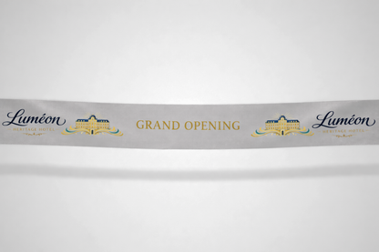 Ruban d'inauguration gris avec impression couleur de JM Band®.