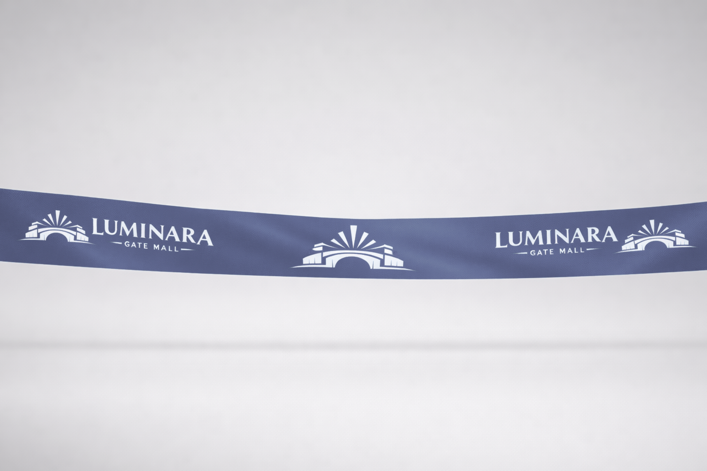 Ruban d'inauguration bleu en satin ECO imprimé par JM Band®.
