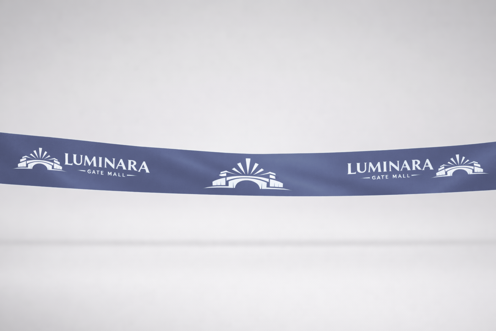 Ruban d'inauguration bleu en satin ECO imprimé par JM Band®.