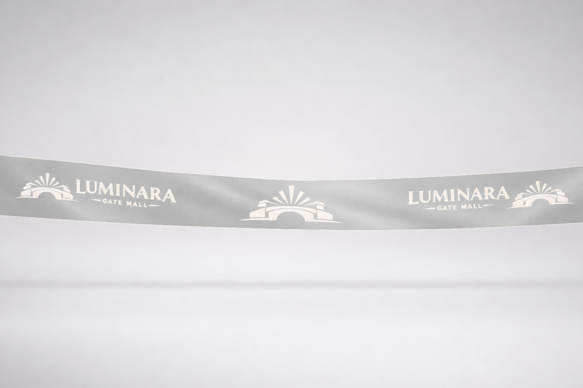 Ruban d'inauguration en satin ECO gris imprimé par JM Band®.