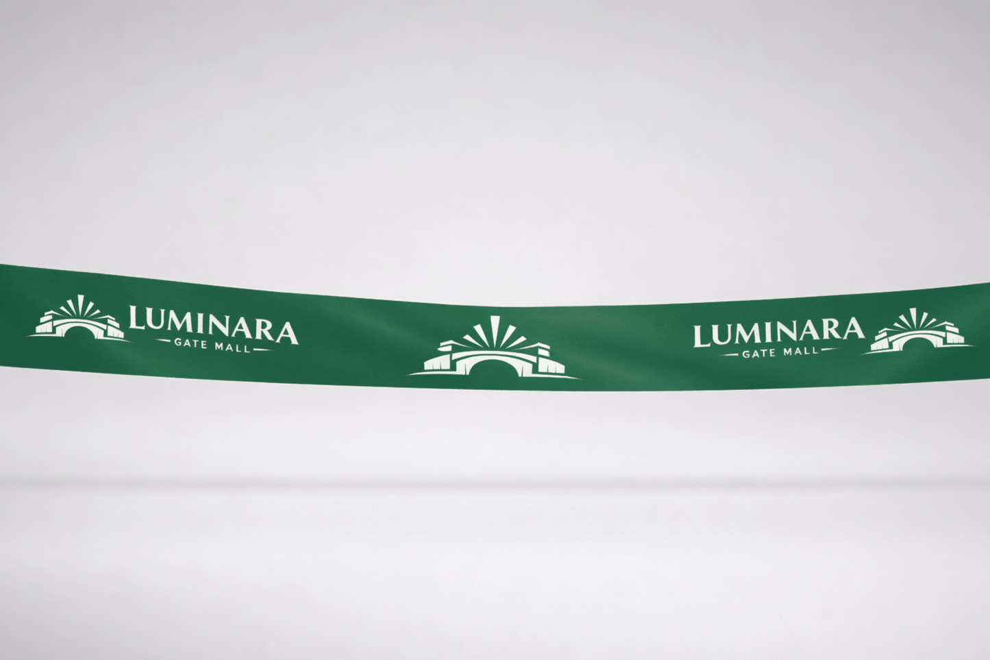 Ruban d'inauguration en satin écologique vert avec imprimé de JM Band®.