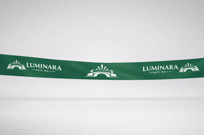 Ruban d'inauguration en satin écologique vert avec imprimé de JM Band®.