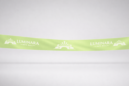Ruban d'inauguration en satin ECO vert citron avec imprimé JM Band®.