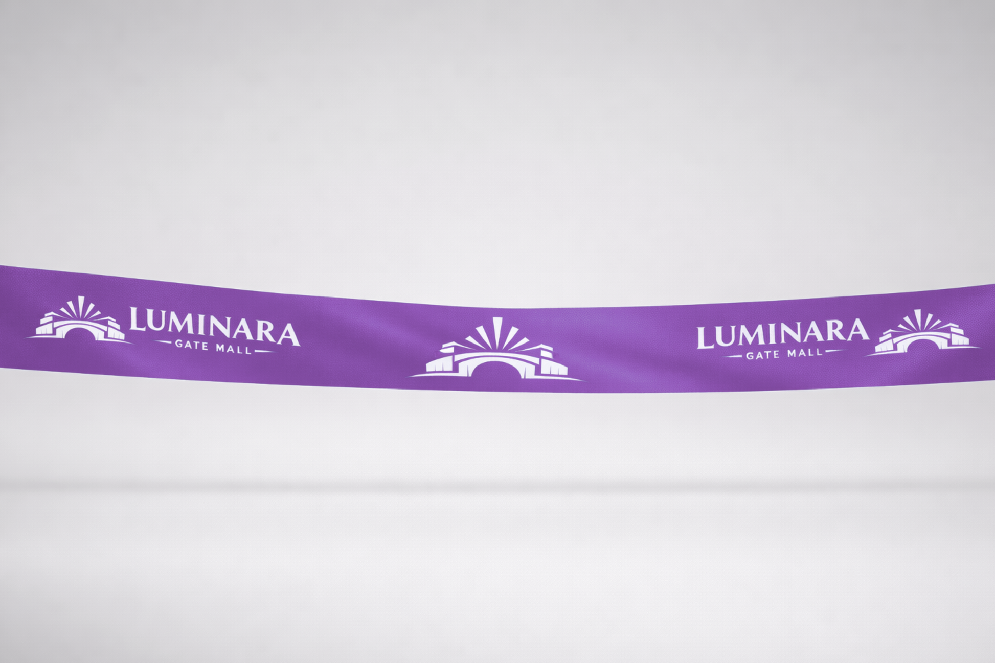 Ruban d'inauguration en satin écologique violet avec imprimé JM Band®.
