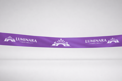 Ruban d'inauguration en satin écologique violet avec imprimé JM Band®.