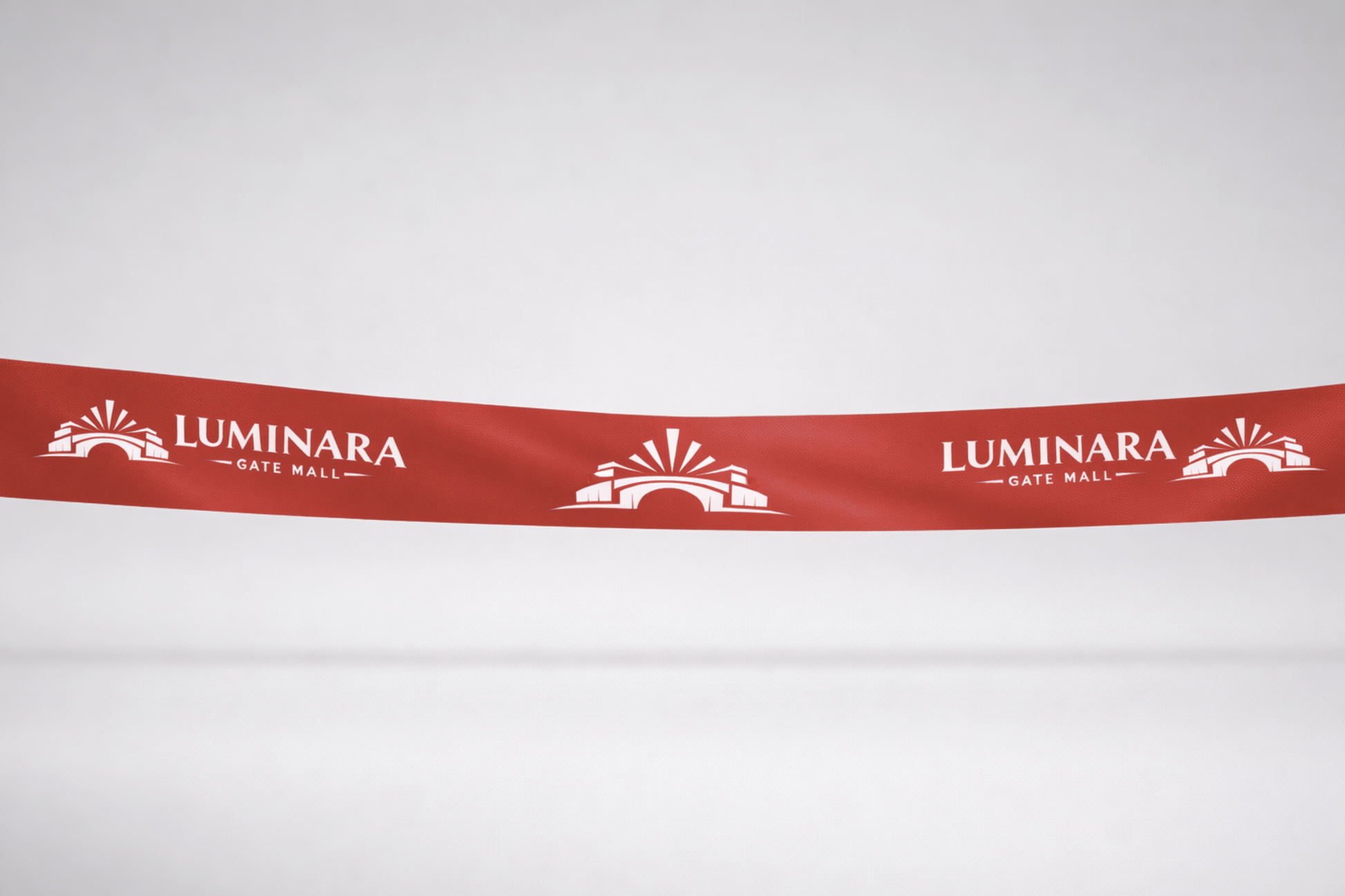 Ruban d'inauguration rouge en satin ECO imprimé par JM Band®.