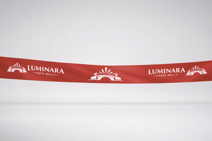 Ruban d'inauguration rouge en satin ECO imprimé par JM Band®.
