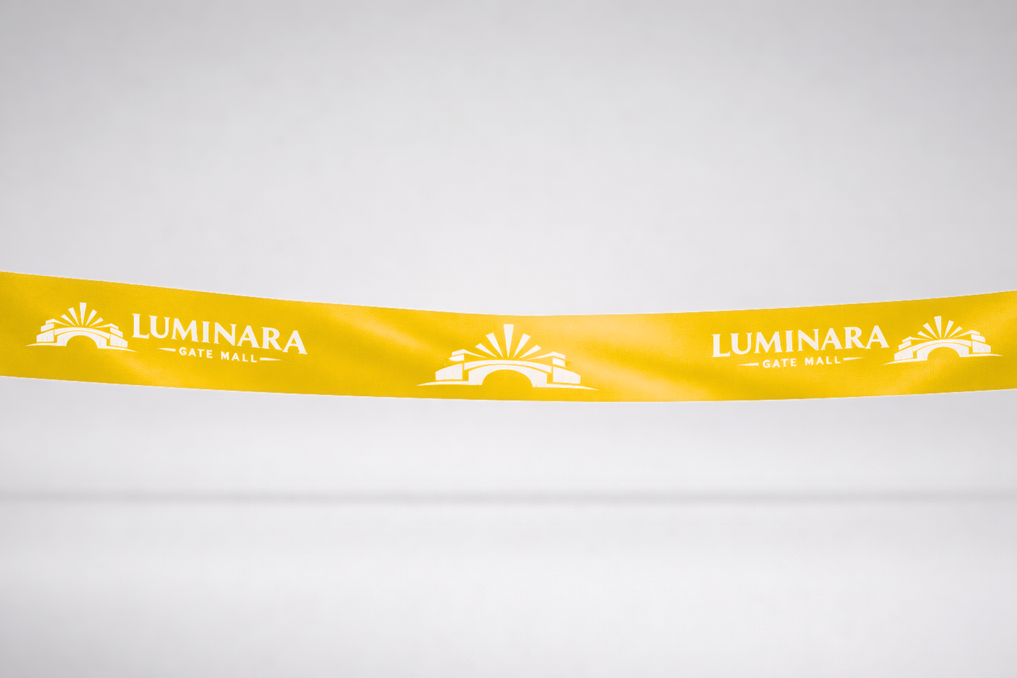 Ruban d'inauguration en satin ECO jaune avec imprimé JM Band®.