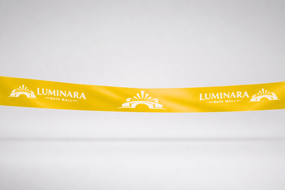 Ruban d'inauguration en satin ECO jaune avec imprimé JM Band®.