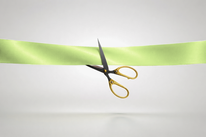 Ruban d'inauguration en satin écologique vert citron sans impression de JM Band®.