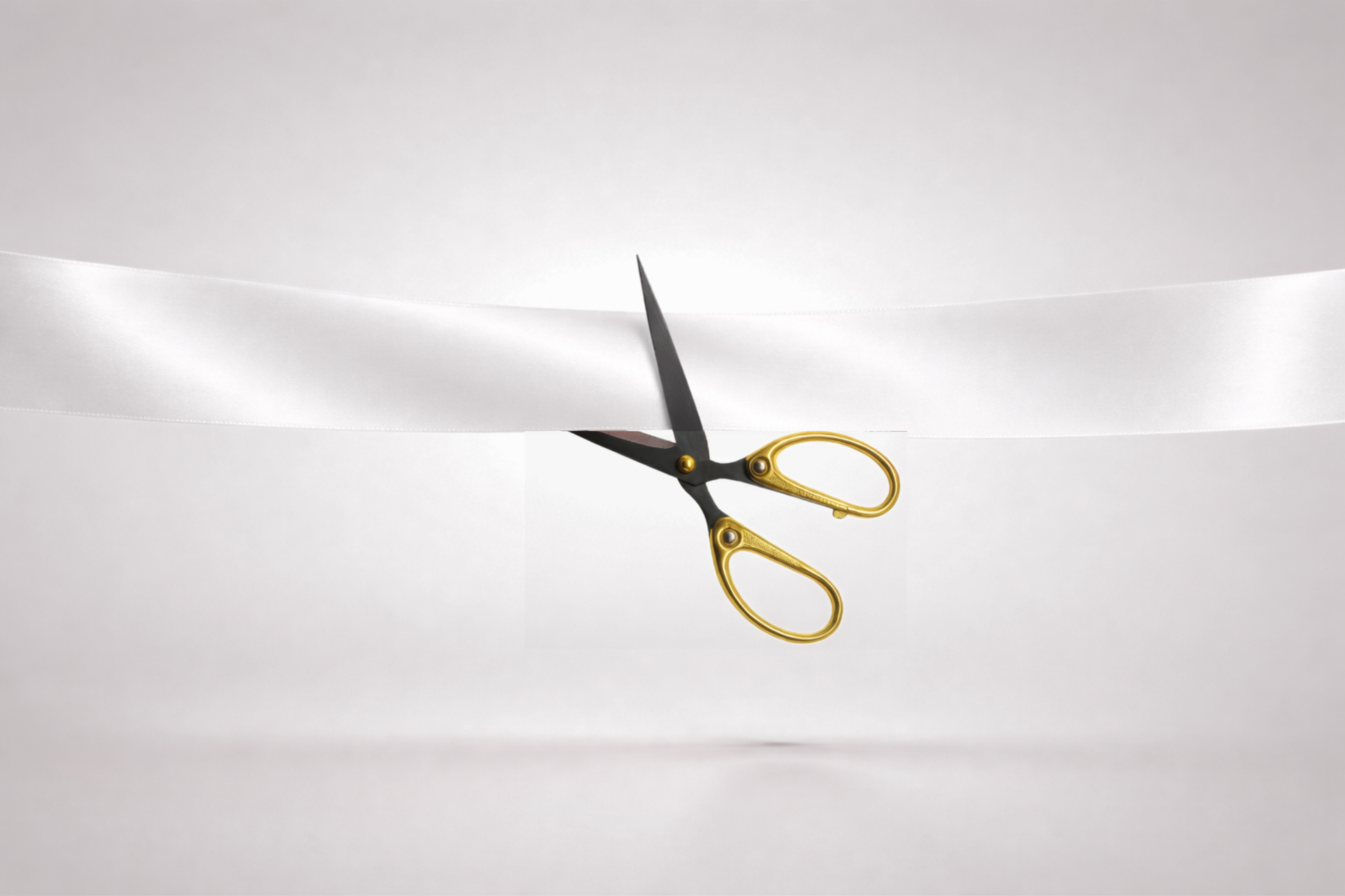 Ruban d'inauguration blanc en satin ECO sans impression de JM Band®.