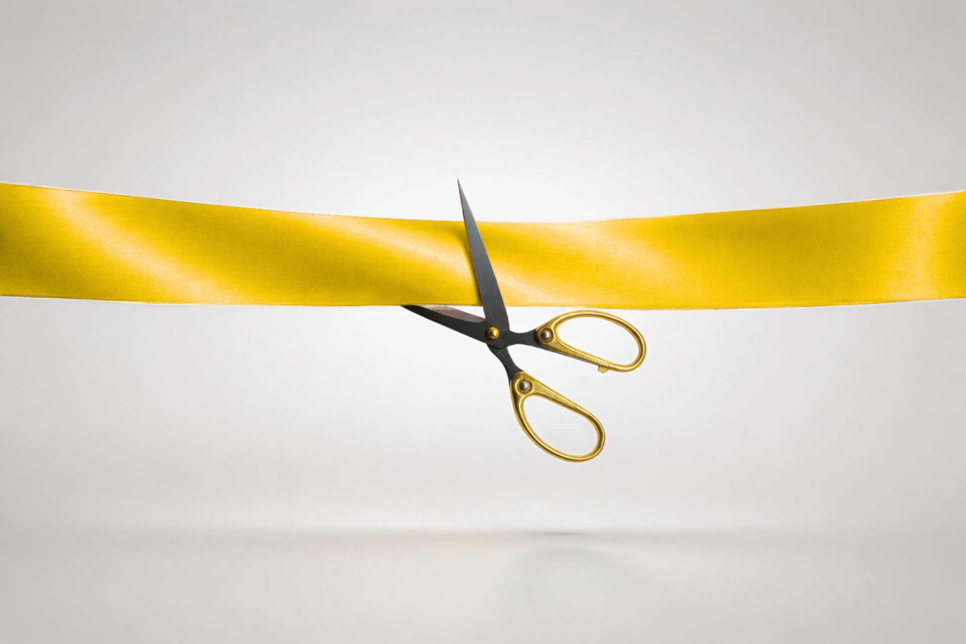 Ruban d'inauguration jaune en satin ECO sans impression de JM Band®.