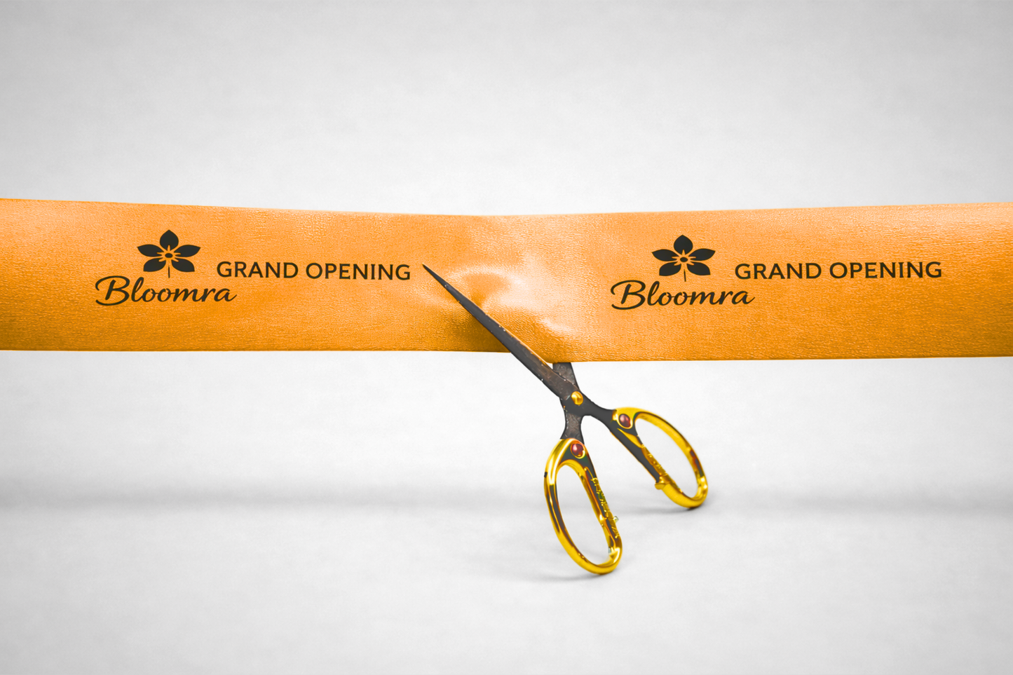 Ruban orange d'inauguration avec imprimé JM Band®.
