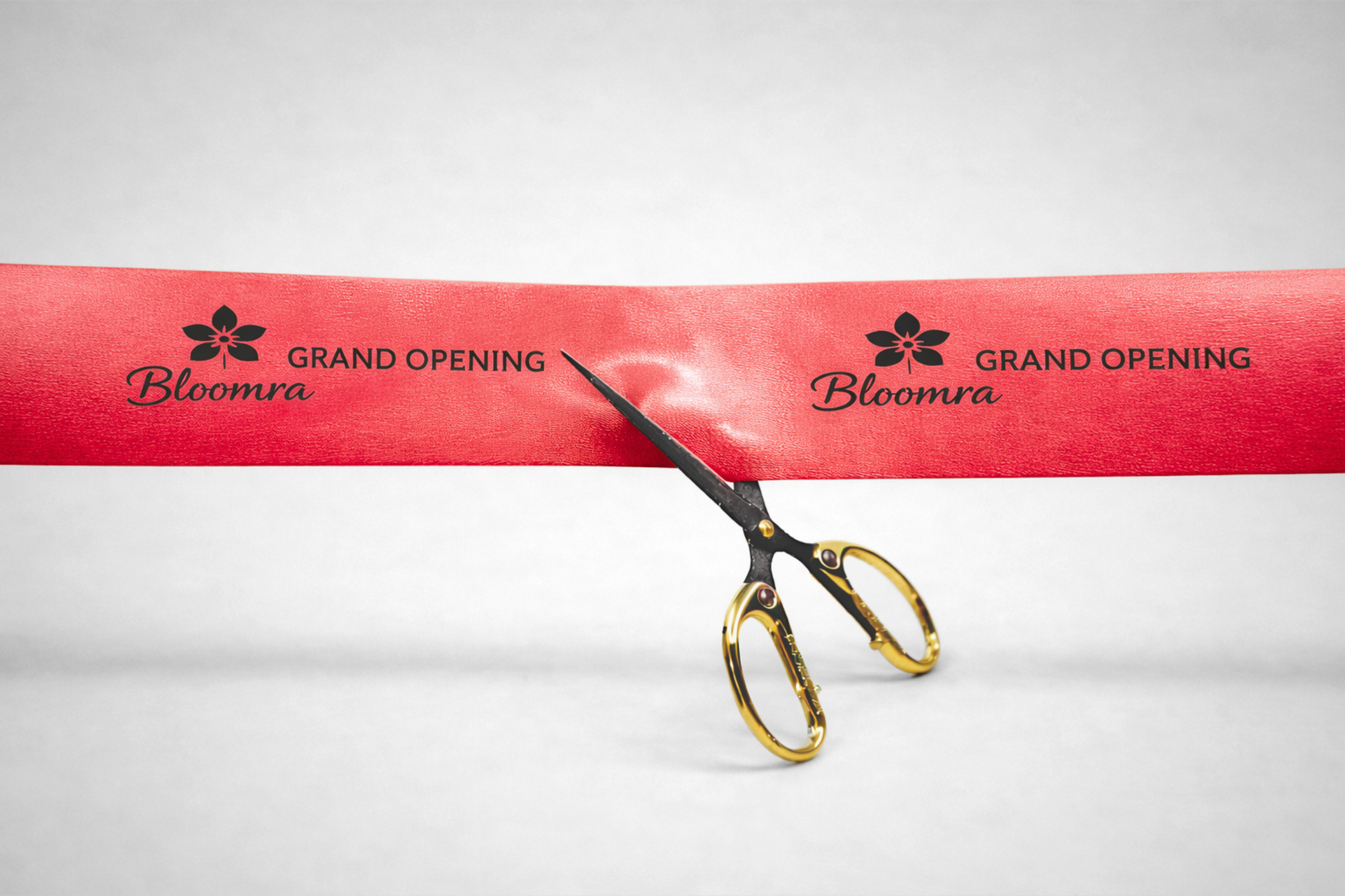 Ruban rouge d'inauguration avec impression personnalisée de JM Band®.
