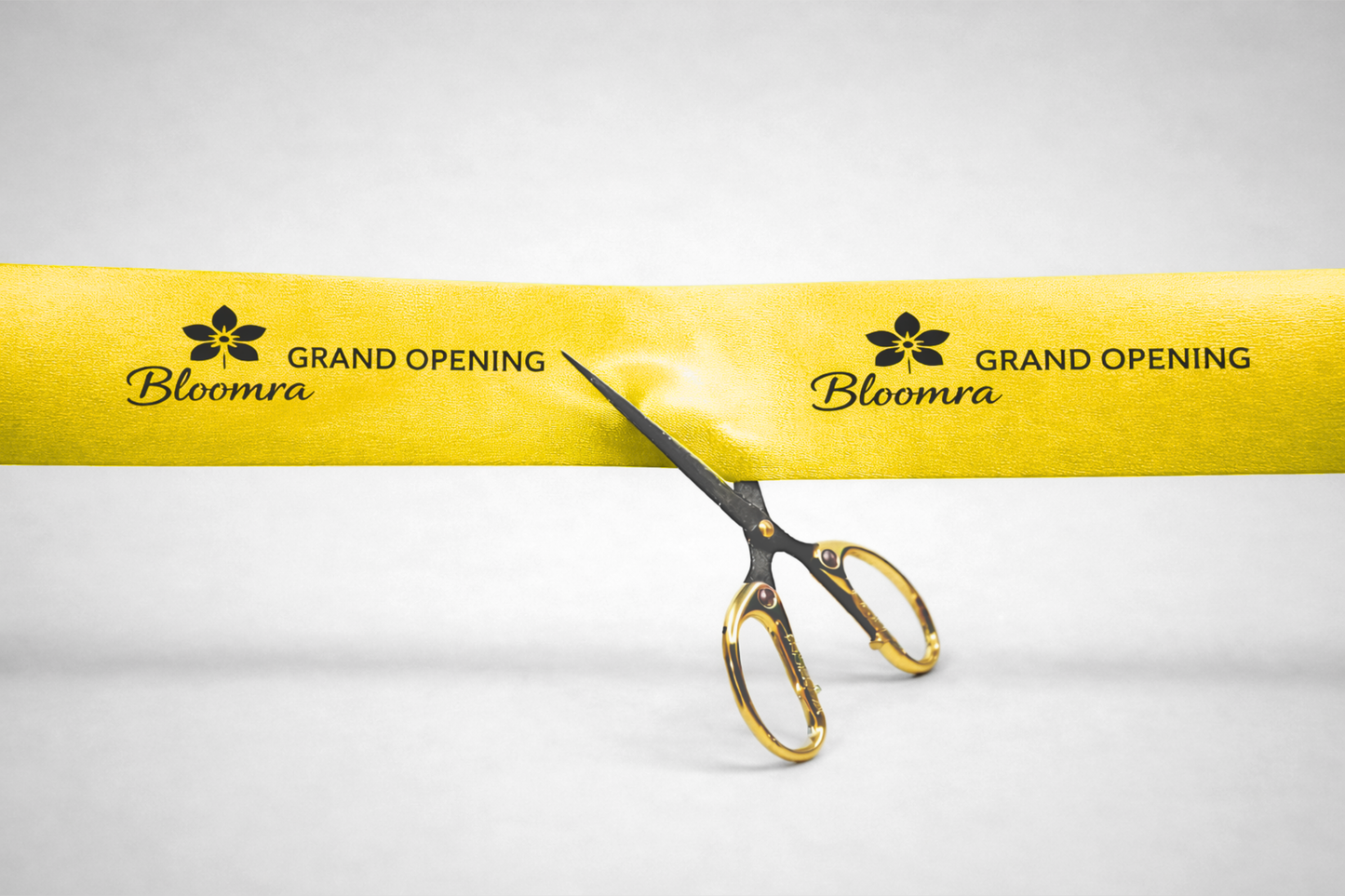 Ruban jaune d'inauguration avec imprimé JM Band®.
