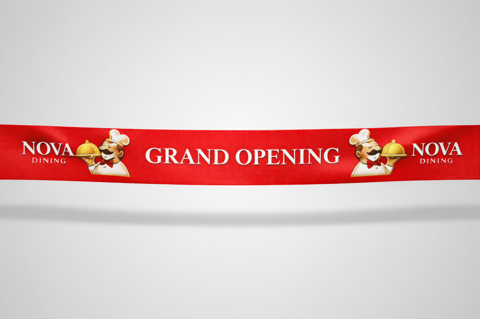 Ruban rouge d'inauguration avec impression couleur personnalisée de JM Band®.