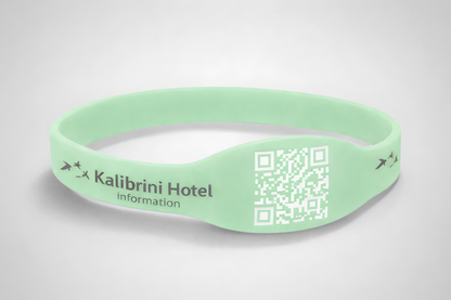 Photo de bracelets en silicone avec code QR de JM Band®. Achetez des bracelets en silicone de 6 mm ici.