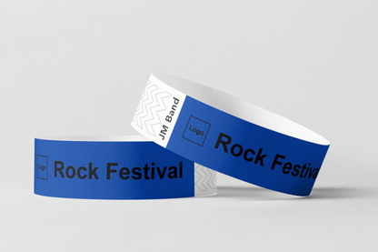 Bracelet en papier - Impression noire Bracelets en papier JM Band® 10 Bleu foncé