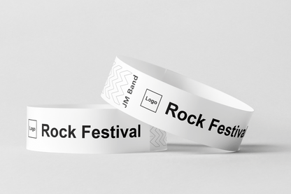 Bracelet en papier - Impression noire Bracelets en papier JM Band® 10 Blancs