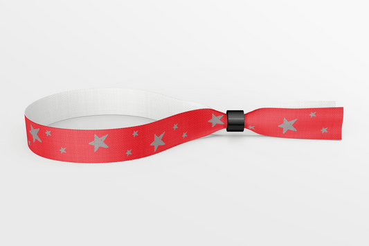 Textile Wristbands with Stars and Colours Fabric Wristbands JM Band EU 50 Red With Gray Stars 